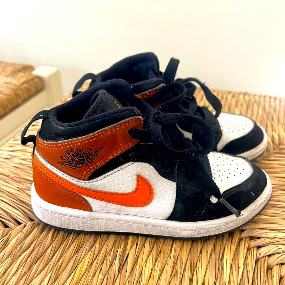 Boys Nike Air Jordan’s 11C orange white black